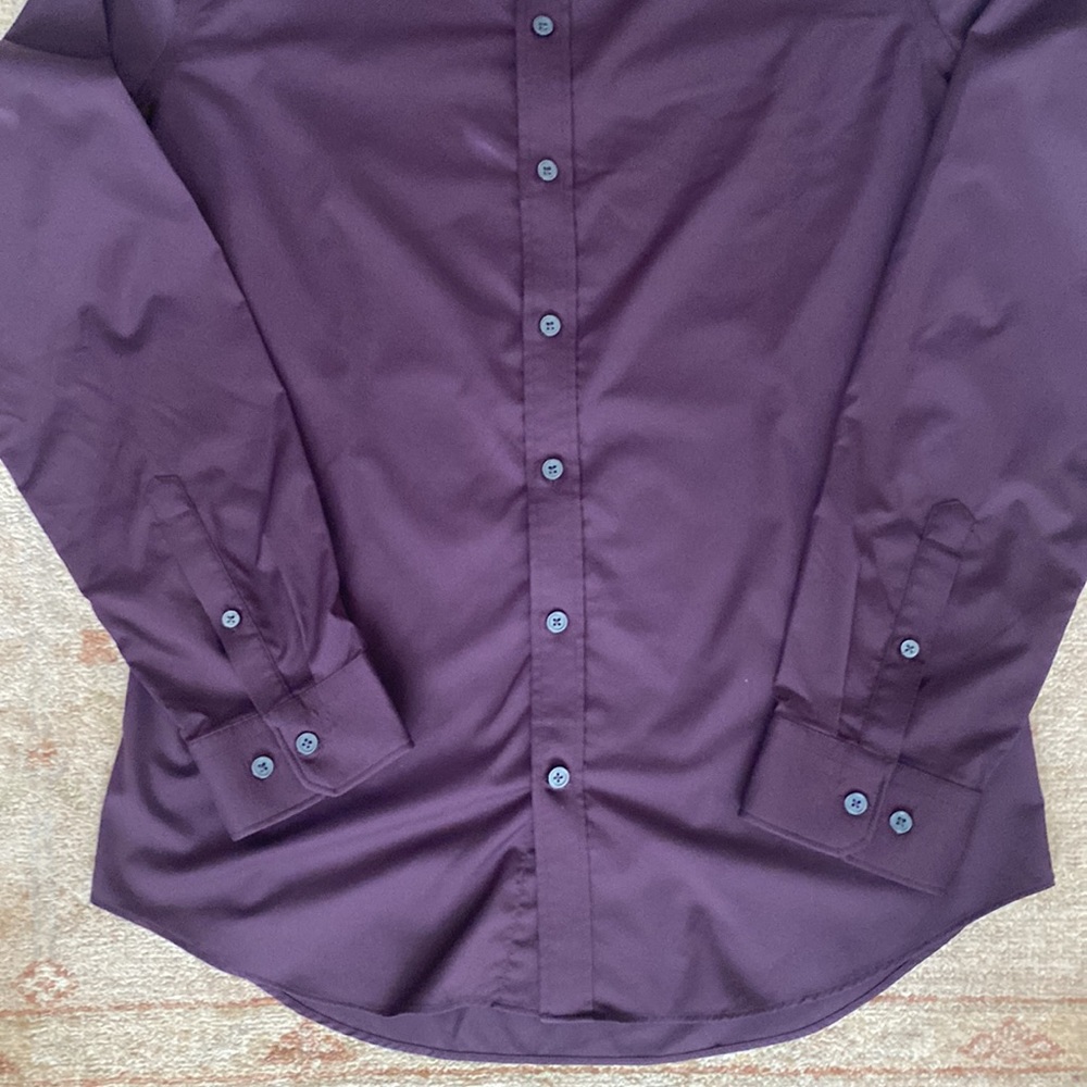 Express Extra Slim Performance Burgundy Dress Shi… - image 3